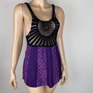 Free People Crochet Satin Sleeveless Top XS
